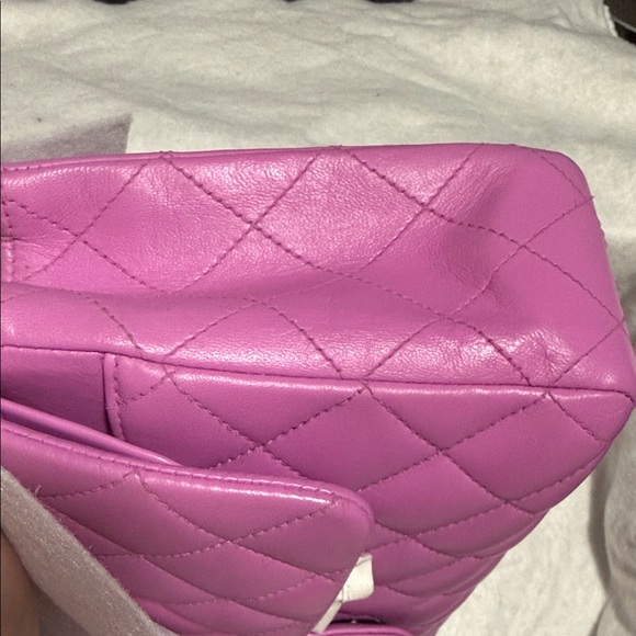 Auth Chanel Quilted medium classic flap Lambskin pink silver Shoulder Bag - Picture 13 of 17